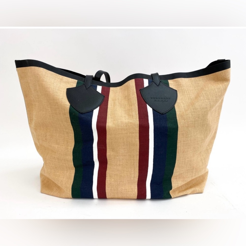 BURBERRY XL BURLAP REVERSIBLE TOTE BAG